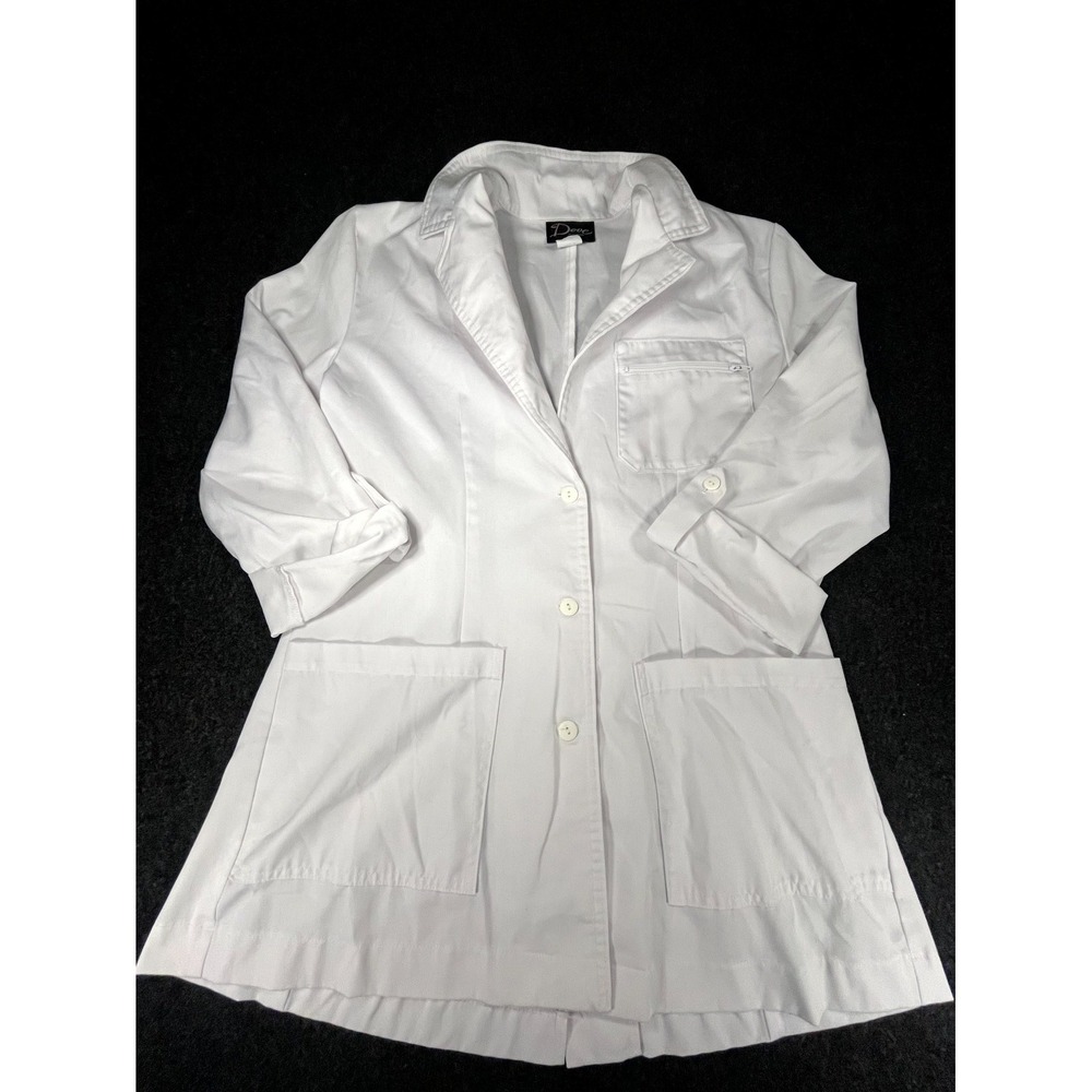 Vintage Dove Of California Lab Coat‎ Womens 14 White Roll Tab Sleeve Medical